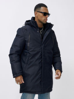 Парка мужская зимняя удлиненная темно-синего цвета 8385TS
