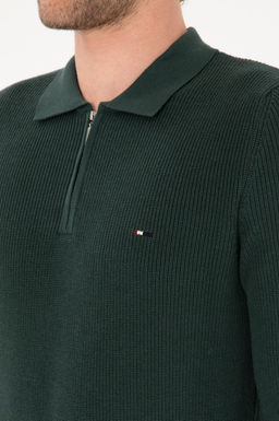 Erkek Regular Fit Fermuarl_ Koyu Ye_il Basic Kazak - U.s. polo assn фото 7