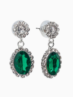 Набор 2 пред-а: серьги, колье "Вечерний шик" овал, цвет бело-изумрудный в серебре