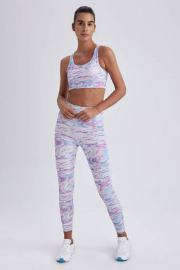 Спортивный бюстгальтер DeFactoFit с воротником-халтер и узором  фото 2