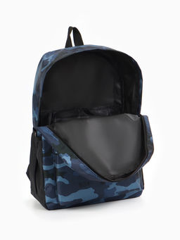 Рюкзак школьный на молнии, с карманами, с принтом, размер 30?13?42 см, тёмно-синий/чёрный