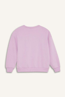 Толстовка с круглым вырезом для девочек Barbie Relax Fit - Defacto фото 3