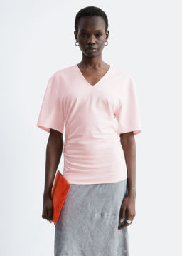 Camiseta fruncida de cuello en pico - H&m фото 4