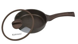 Сковорода 240мм с ручкой,со стеклянной крышкой, АП линия "Stella"(mokko) ссм241а