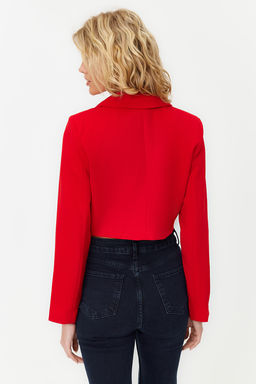 TRENDYOLMILLA Siyah Crop Astarl? Dokuma Blazer Ceket TWOAW22CE0086  фото 6