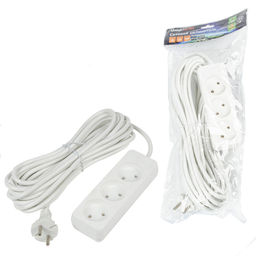 S-CU3-10 WHITE Удлинитель серии Ultra, шнур 10м., 3 гнезда, 10A, б/з. Белый. TM Uniel