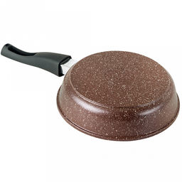 Сковорода с тефлоновым покрытием д26см "Шоколад", h7см, s0,42см, съемная ручка из термостойкого пластика (Россия)