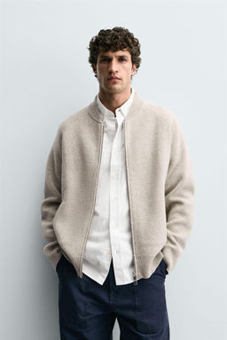 100% WOOL KNITTED BOMBER JACKET - Zara фото 2
