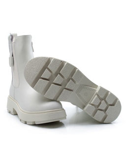 01-PCX55-2 WHITE Ботинки демисезонные женские (натуральная кожа, байка)