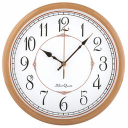 Часы настенные "Гран-маркиз" д31-33см, h5,4см, мягкий ход, циферблат белый; цифры арабские, черный; корпус пластик, бежевый "под дерево", в коробке (Китай)