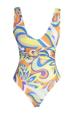 Soyut Desenli V Yaka Aksesuarl? High Leg Mayo TBESS23MA00189