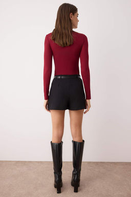 Siyah Kemerli Mini Sort Etek Sort & Bermuda TWOAW26SR00006