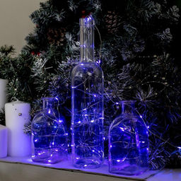 Гирлянда Нить 5 м роса, IP20, серебристая нить, 50 LED, батарейки CR2032?2 (в комплекте), свечение фиолетовое - Luazon lighting фото 3