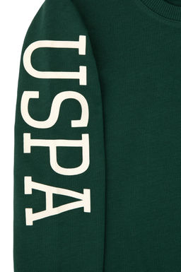 Erkek _ocuk Koyu Ye_il Basic Bisiklet Yaka Sweatshirt Sepette S_rpriz _ndirim - U.s. polo assn фото 3