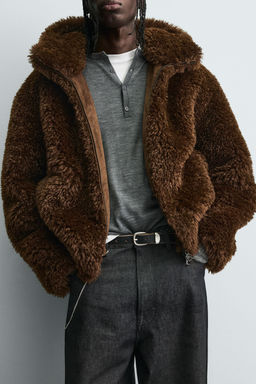 FAUX FUR HOODIE JACKET - Zara фото 10
