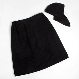 Набор для сауны Экономь и Я:полотенце-парео 68*150см + чалма, цв.черный, 100%хл, 320 г/м2  фото 3