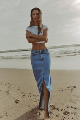 Z1975 DENIM CROSSOVER MIDI SKIRT - Zara фото 28