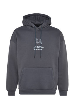 TRENDYOL MAN Kahverengi Oversize/Genis Kesim Kabaran Hayvan Bask?l? Kapusonlu Sweatshirt TMNAW24SW00078 - Trendyolmilla фото 6