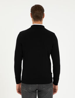 Siyah Regular Fit Fermuarl_ Polo Yaka Triko Kazak - Pierre cardin фото 5