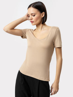 Футболка женская regular fit в бежевом цвете бежевый 112806
