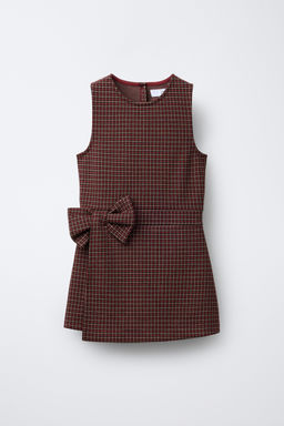 CHECK SHORT JUMPSUIT WITH BOW