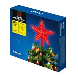 ULD-H2121-031/STA RED STAR-3 Украшение светодиодное для ёлки Звезда-3, 21 см. 31 светодиод. Красный свет. Прозрачный провод. TM Uniel - Volpe фото 2