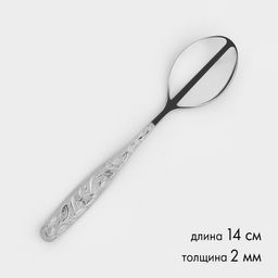 Цена за 6 шт. Ложка чайная «Уралочка», длина 14 см, толщина 2 мм, нержавеющая сталь, серебристая