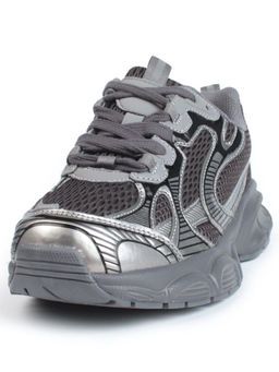 05-P247-1 BLACK/SILVER Кроссовки женские (искусственные материалы, сетка)