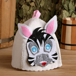 Шапка для бани с детской аппликацией Зеброчка войлок