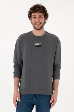 Erkek Antrasit Sweatshirt Sepette S_rpriz _ndirim