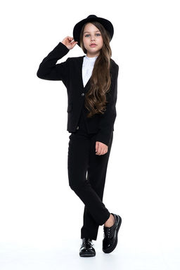 Чёрный школьный жакет для девочки Инфанта, модель 0711  фото 8