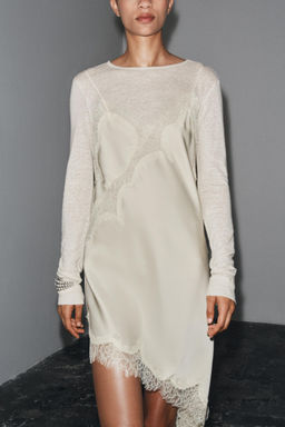 LONG SLEEVE T-SHIRT WITH LINEN - Zara фото 5