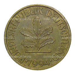 Монета 10 пфеннигов 1994 года F Германия