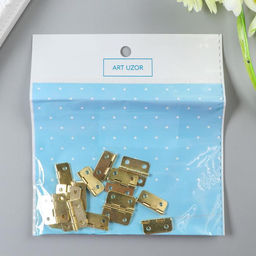 Цена за 4 шт. Петля для шкатулки (ключницы), металл, с закругленными углами, набор 15 шт., 1.7×1.9 см