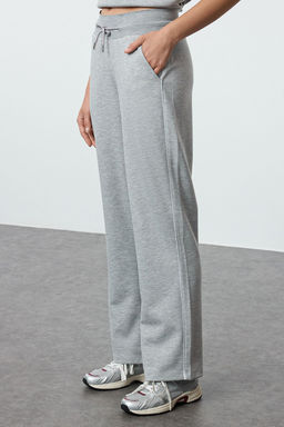 Gri Melanj Boru/Duz Paca Yumusak Kumasl? Orme Esofman Alt? PantolonTWOAW25EA00012 - Trendyolmilla фото 4