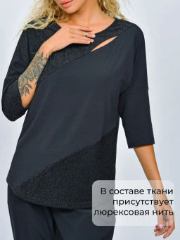 Л-11-004-2 блузка Аника черный, серебро - Лагуна фото 19