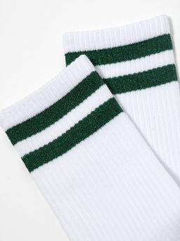 Цена за 2 пары. Носки Классические CONTE ACTIVE Хлопковые носки с яркими полосками из люрекса белый-зеленый - Conte elegant фото 6