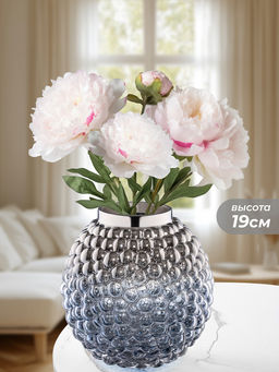 Ваза 18,5*18,5*19 см 2,2 л, бежево - синяя, стекло