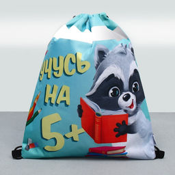 Мешок для обуви «Учусь на 5!» (со светоотражающим элементом) 41×34 см