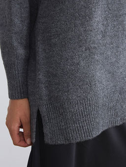 Bisiklet Yaka Oversize Kad?n Triko Tunik