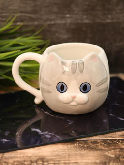 Кружка керамическая iLikeGift Blue eyed cat, grey (410 мл)