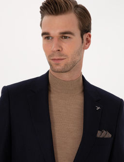 Lacivert Slim Fit Y_n Ka_mir Kar___ml_ Ceket - Cacharel фото 2
