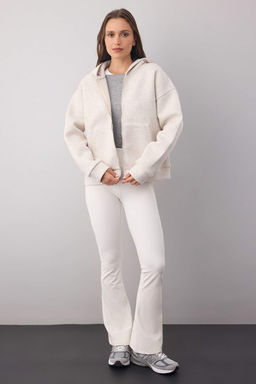 Wardrobe Essentials Bej Melanj Oversize Kapusonlu Orme Sweatshirt |TWOAW26SW00018 - Trendyolmilla фото 3