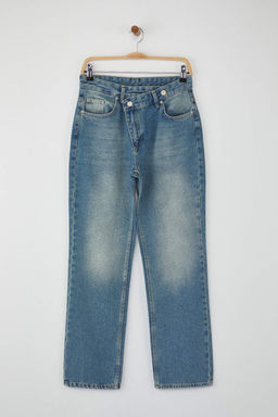 Mavi Yuksek Bel Asimetrik Kapama Straight Jeans TWOAW26JE00132 - Trendyolmilla фото 5