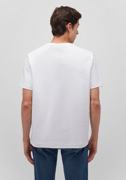 Beyaz Premium Basic Tisort - Mavi фото 4