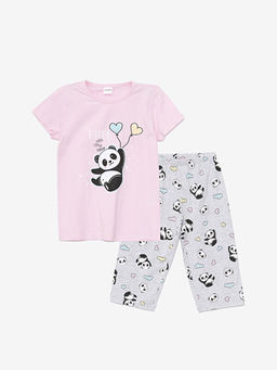 Bisiklet Yaka K?z ?ocuk Kaprili Pijama Tak?m?