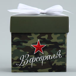 Цена за 2 шт. Коробка подарочная складная, упаковка, «С 23 февраля», 10×10×10 см