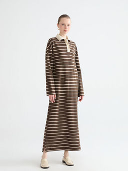 G?mlek Yaka ?izgili Elbise