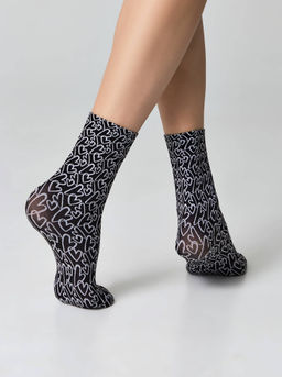 CONTE FANTASY Плотные носки с рисункамиLove nero-bianco 23С-83СП - Conte elegant фото 4