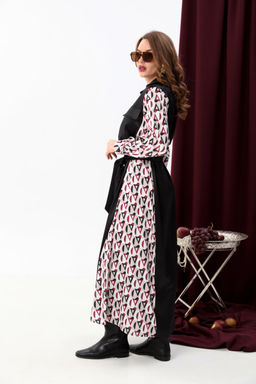 Платье NIKVA н718-5 чёрный+ромбы бургунди  фото 4